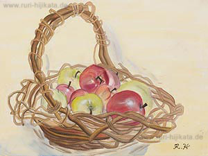 Äpfel im Korb (Aquarell)